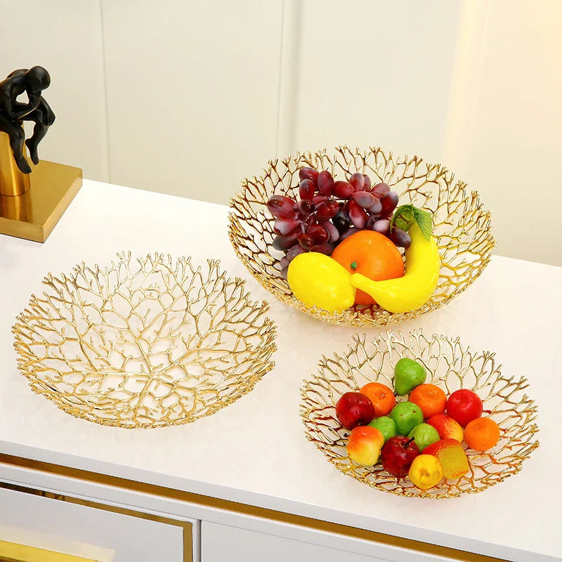 DecorBites™ Coral Shapes Metal Tray: Stylish Home Decor Organization Container
