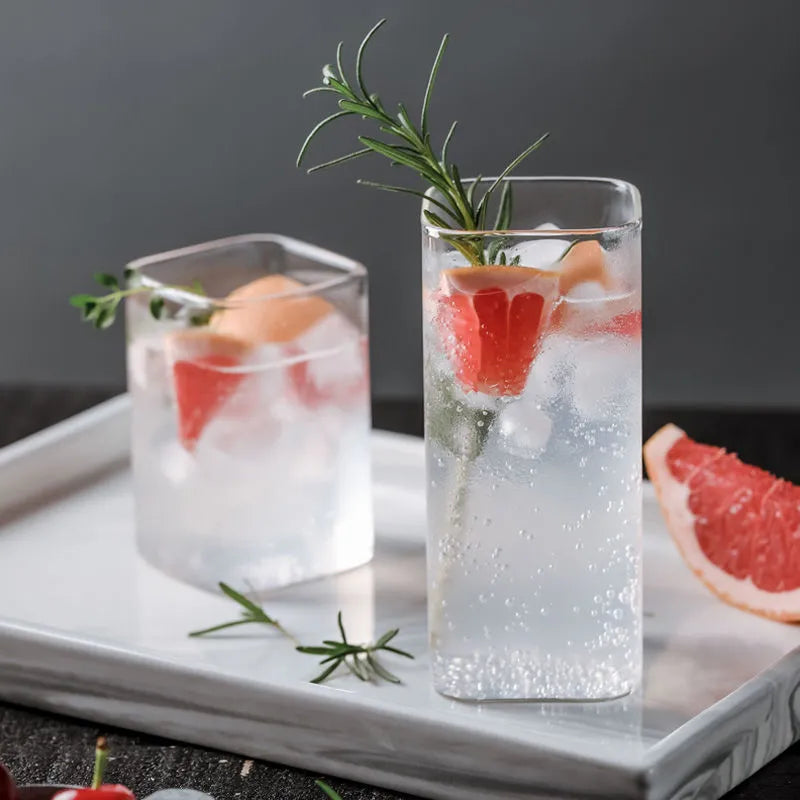 Decorbites™ Kreatives Quadratisches Glas-Kaltgetränke-Becher – Große Kapazität für Eiskaffee und Milchtee