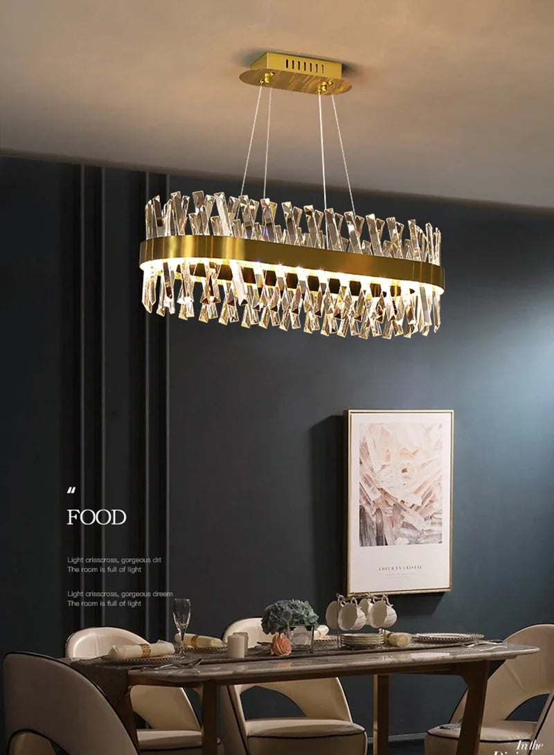 Gold Rectangle Crystal Chandelier L100cm LED