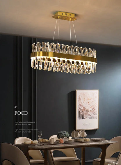 DecorBites™ Gold Crystal Chandelier LED Light for Dining and Living Room