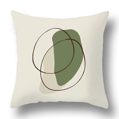 DecorBites™ Green Plants Geometric Print Pillow Cover - Home Sofa Cushion Cover
