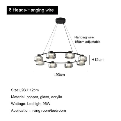 Decorbites™ Glas-LED-Kronleuchter: Modernes minimalistisches Kupfer-Pendant-Licht für Wohnzimmer und Schlafzimmer