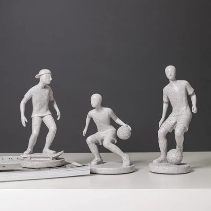DecorBites™ Abstract Sports Player Sculpture Set Grey/White Figurines Home Decor