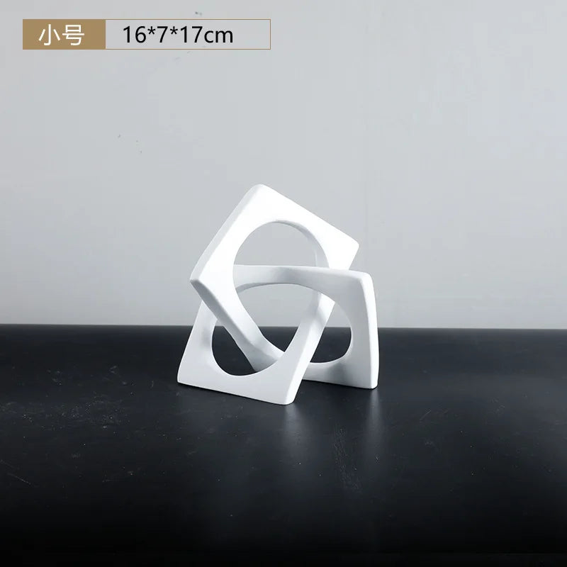 DecorBites™ Geometric Cross Square Ring Sculpture White - Home Decor Ornament