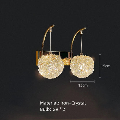 DecorBites™ Crystal Wall Lamp: Gold Metal, G9 Bulb, Adjustable Wire Drop, Elegant Lighting