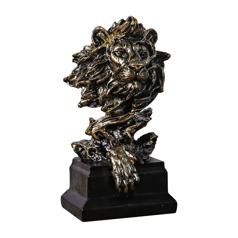 Decorbites™ Löwenkopf-Harzstatue Vintage Tier-Imitat-Bronze Heim- und Büro-Dekoration