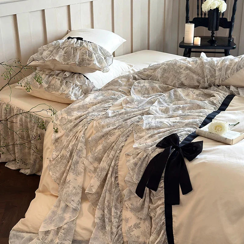 Bow Ruffles Cotton Bedding