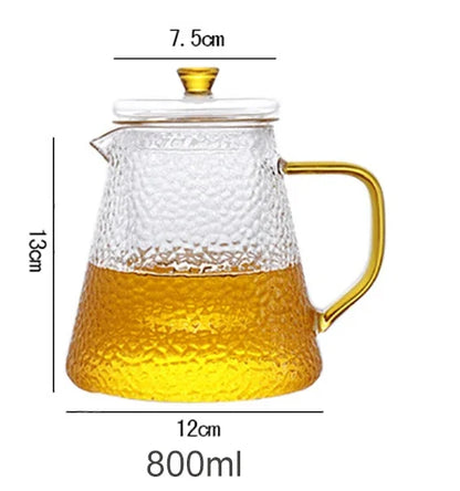 DecorBites™ Heat-Resistant Glass Teapot with Pu Erh Infuser for Tea Brewing