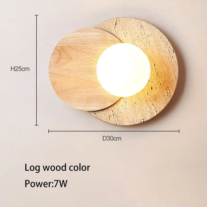 DecorBites™ Cream Style Bedroom Wall Lamp Stone Wood Wabi-sabi Decor G9 Bulb Soft Light