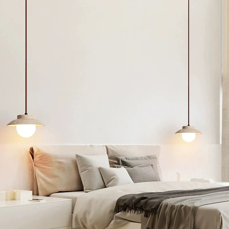 DecorBites™ Cream Stone Chandelier Pendant Lamp - Nordic Style Bedroom Hanging Light