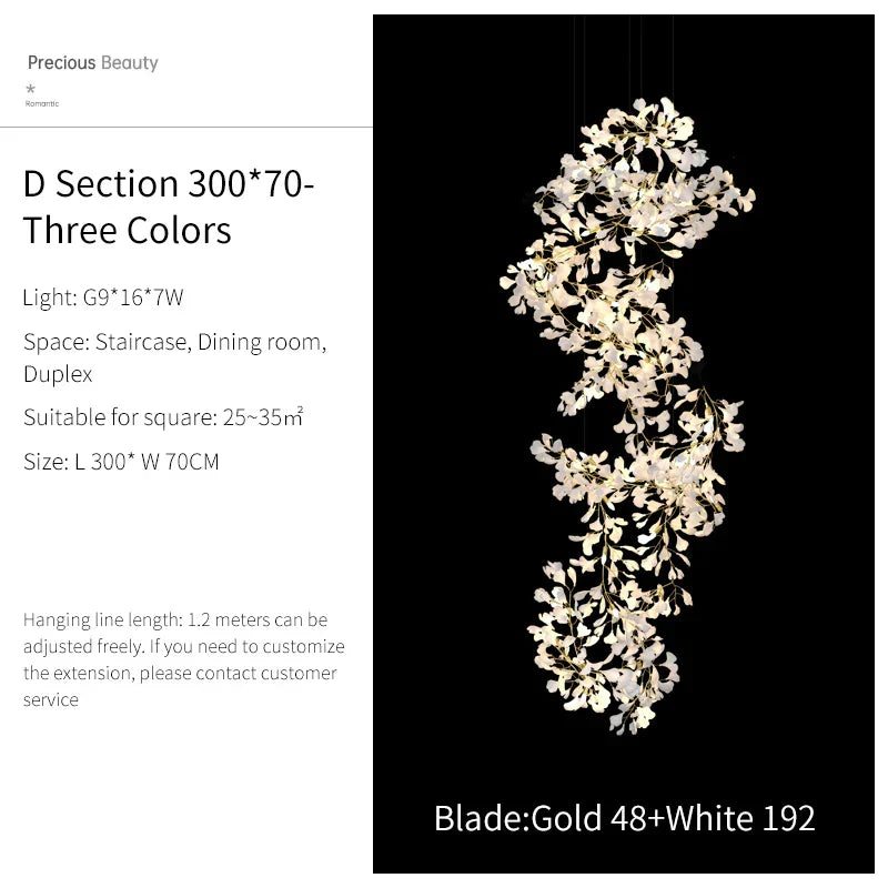Decorbites™ Ginkgo Biloba Kronleuchter: Elegantes Duplex Wohnzimmer Hotel-Lobby-Pendant-Licht