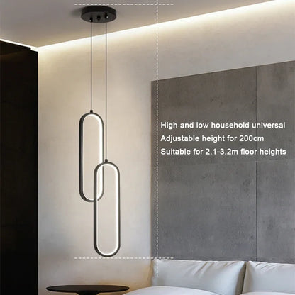 Nordic Black LED Pendant Light in Minimalist Aluminum