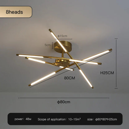 DecorBites™ Gold LED Ceiling Chandelier for Living Room Bedroom Kitchen - Dimmable Pendant Light