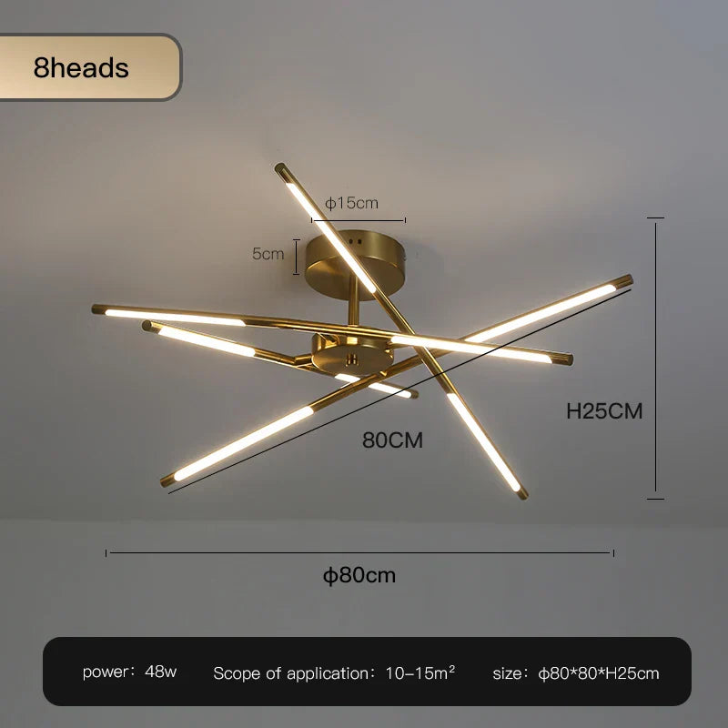 Gold LED Ceiling Chandelier 12-Head Dimmable