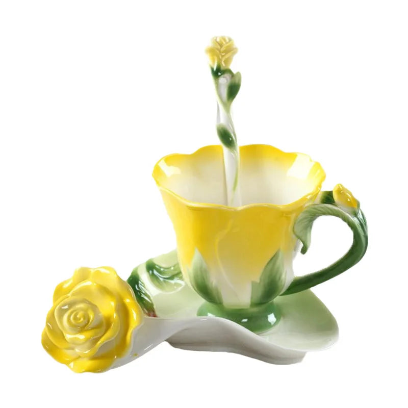 Decorbites™ Emaille-Rosen-Pfingstrosen-Blumen-Kaffeetasse Hochzeits-Geburtstagsgeschenk