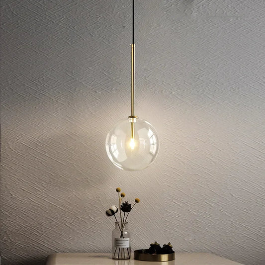 DecorBites™ Clear Glass Ball Pendant Chandelier for Dining Room Bedroom Decor Lighting