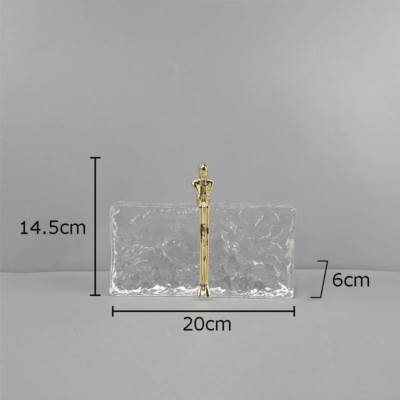 Decorbites™ Goldener Denker-Eiskristall-Skulptur: Abstrakte Figur auf Kristallbasis