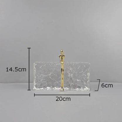 Decorbites™ Goldener Denker-Eiskristall-Skulptur: Abstrakte Figur auf Kristallbasis