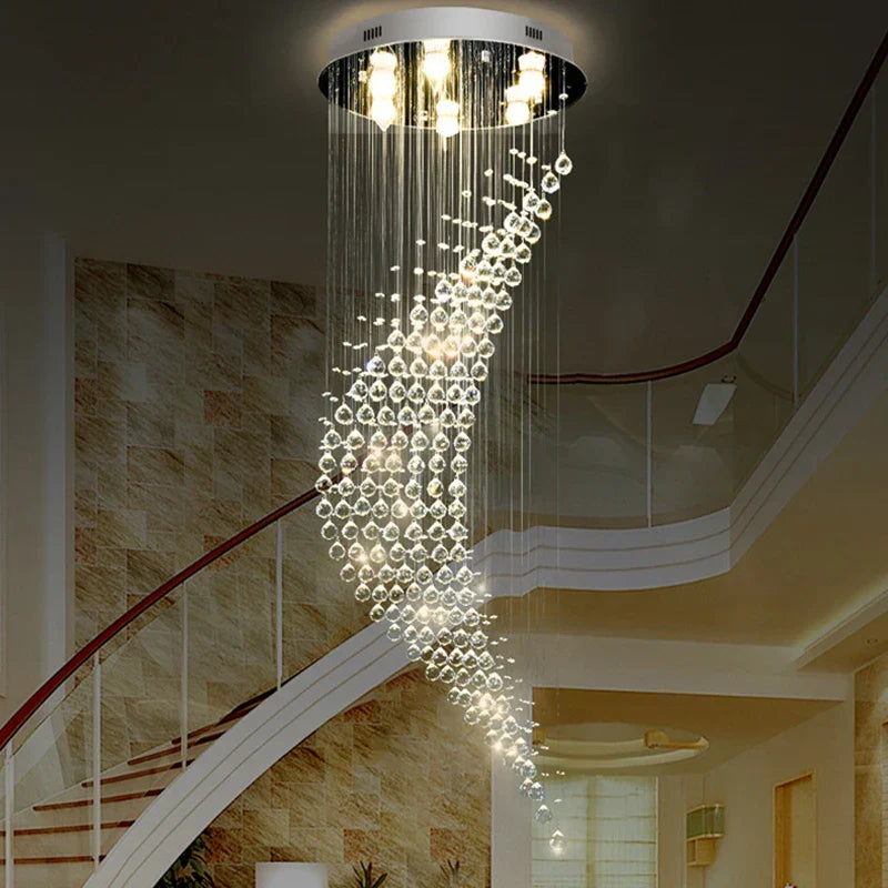 DecorBites™ Crystal Ball Spiral Chandelier: Luxury LED Hanging Light Fixture