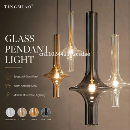 Postmodern Nordic Glass Pendant Light in White or Gray