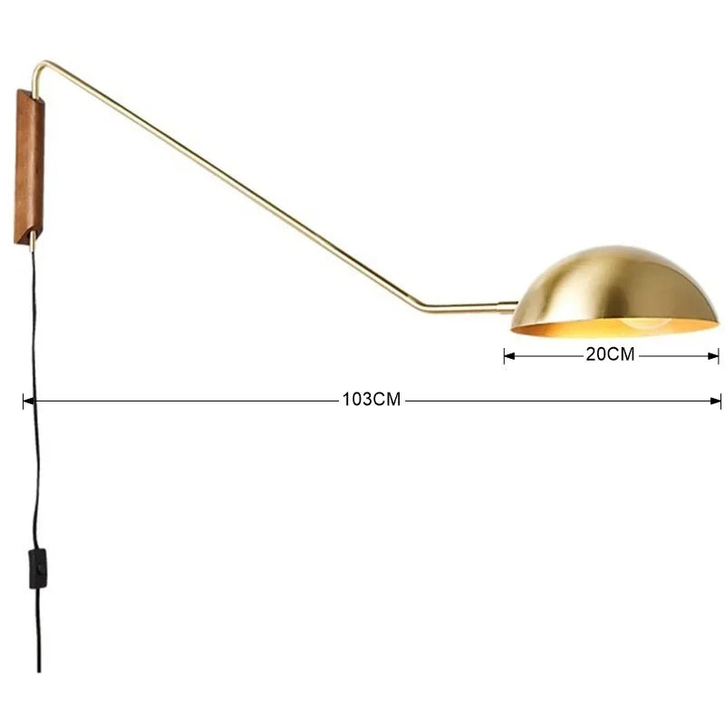 Decorbites™ verstellbare Metall-Holzwandlampe LED E27 Schwenkarm-Wandleuchte für das Wohnzimmer