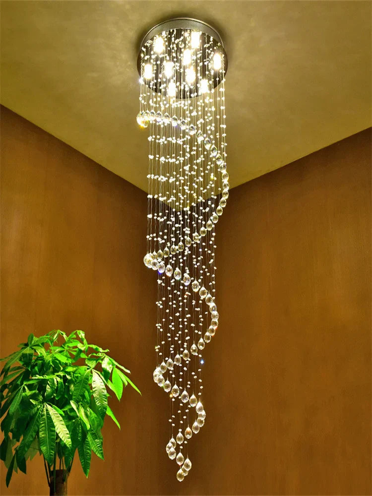 Crystal Spiral LED Chandelier D60cm High Ceiling