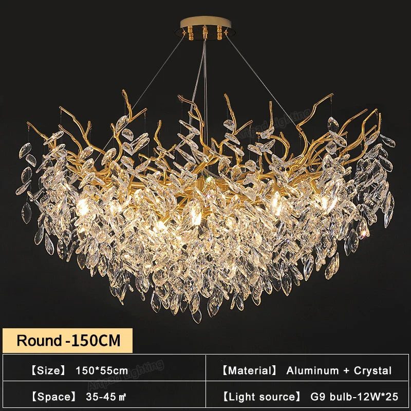 Gold Branch Crystal Chandelier Round150cm