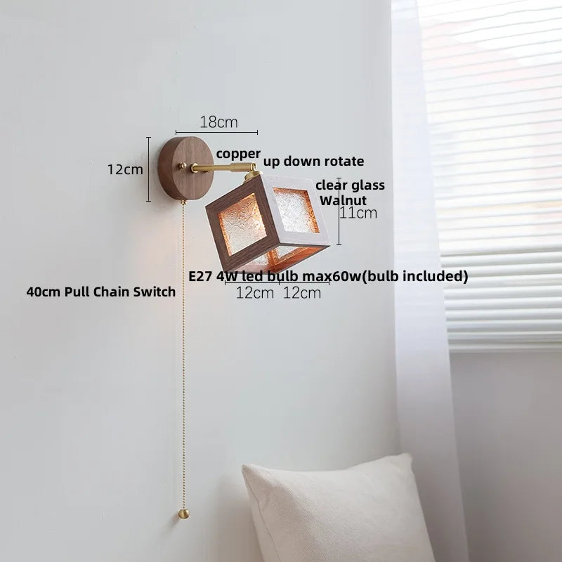 Decorbites™ LED Wandleuchte aus Walnussholz mit klarem Glas Badezimmerspiegel-Licht