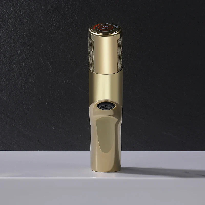 DecorBites™ Gold Basin Faucet: Single Handle Push-Button Mixer Tap for Bathroom, Brass Material
