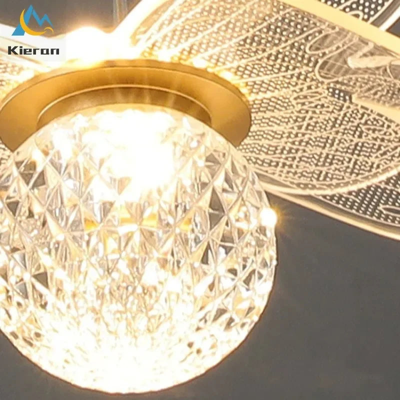 Decorbites™ Schmetterlings-LED-Kronleuchter Kupfer-Hängeleuchte für Schlafzimmer und Wohnzimmerdekoration
