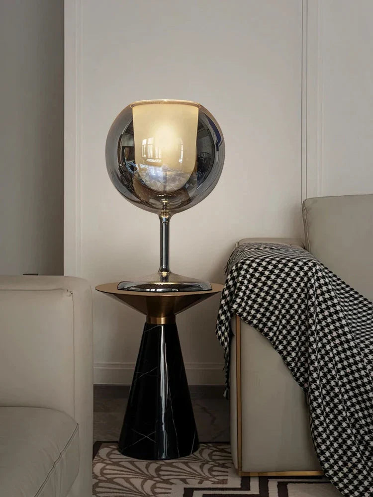 DecorBites™ Glass Gold Table Lamp: Luxury Designer Desk Light for Elegant Living Spaces