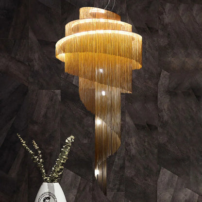 Decorbites™ Gold/Silber Aluminium-Ketten-Kronleuchter – Luxuriöse Dekoration für Wohnzimmer, Halle und Hotel