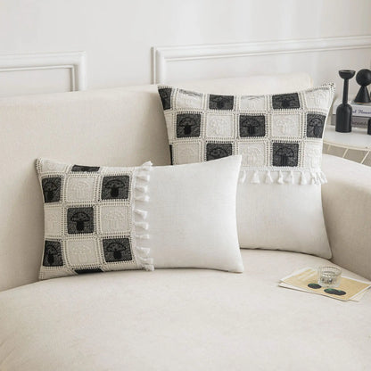 DecorBites™ Geometric Checker Cushion Cover: Nordic Style Decorative Throw Pillow Cover