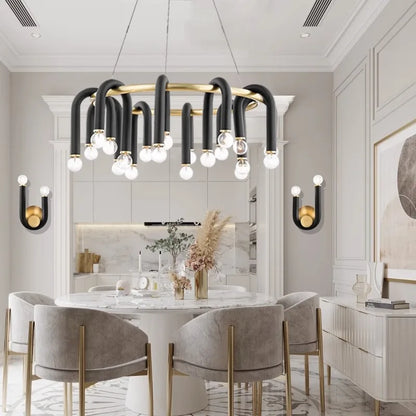 Decorbites™ Schwarz Aluminium U-förmige Rohr Dimmbare LED-Kronleuchter für hohe Decken
