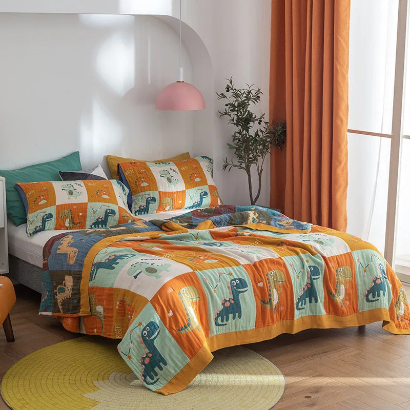 DecorBites™ Cotton Gauze Towel Blanket - Double Sided Yarn-Dyed Jacquard for Adult and Children
