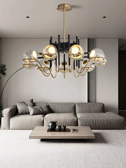 Decorbites™ Klare Glas-Kugel-Deckenpendellampe Luxuriöse Nordische Pendelleuchte Schwarz Gold Dimmbare