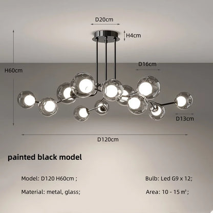 Decorbites™ Glasgloben Schwarz LED Hängelampe Kronleuchter – Nordischer Stil Esszimmer Dekoration