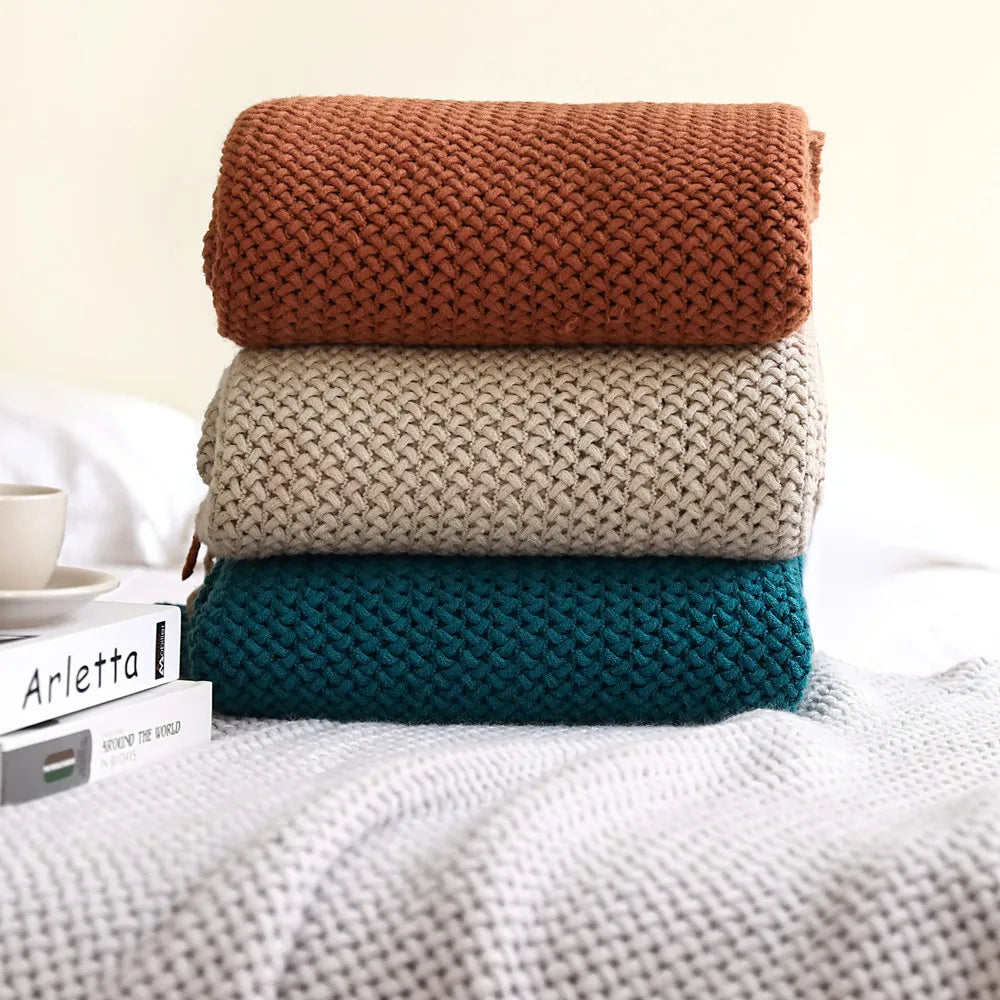 Decorbites™ Gestrickte Nordische Sofadecke - Weiche Wollmischung Bettrandtuch für Hotel-Schlafzimmer-Dekoration