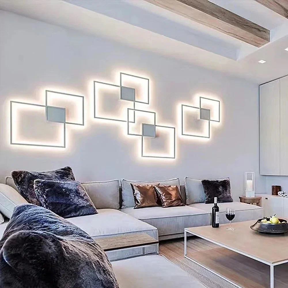 DecorBites™ Dimmable Square LED Wall Sconce: Modern Black White Metal Indoor Lighting