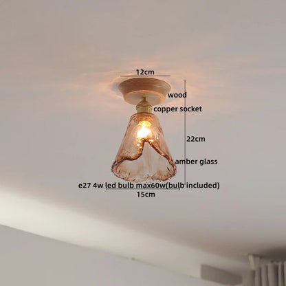 DecorBites™ Glass Wood LED Ceiling Light Modern Ceiling Lamp