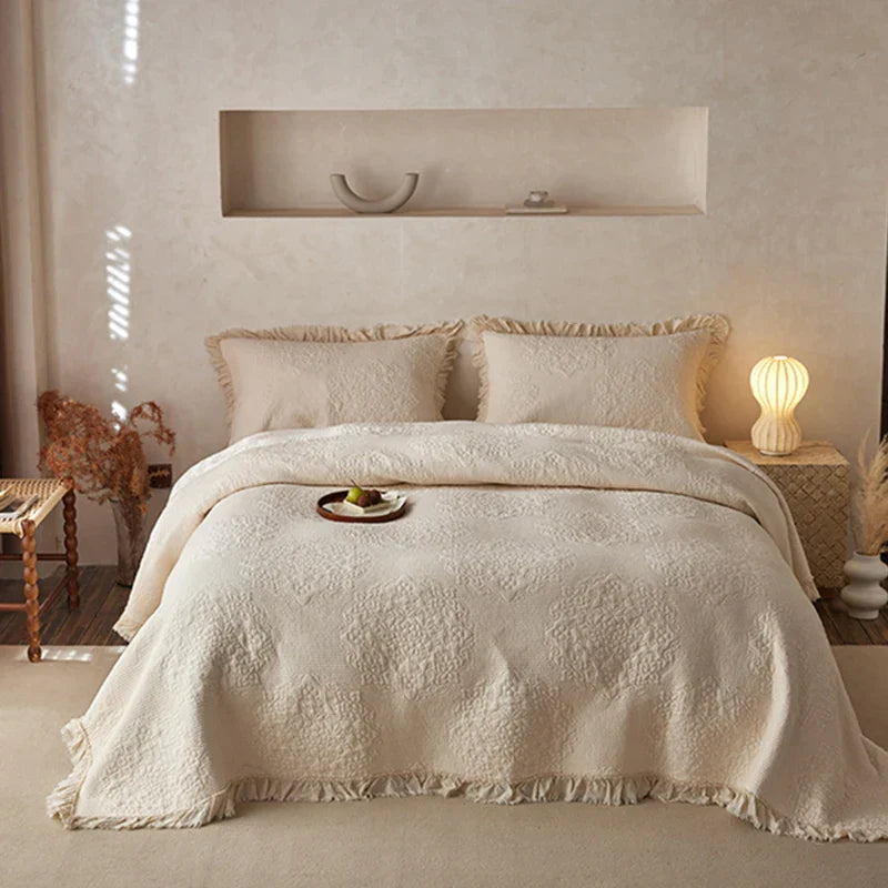 DecorBites™ Cotton Quilted Bedspread Set with Pillowcase - Versatile & Summer-Ready