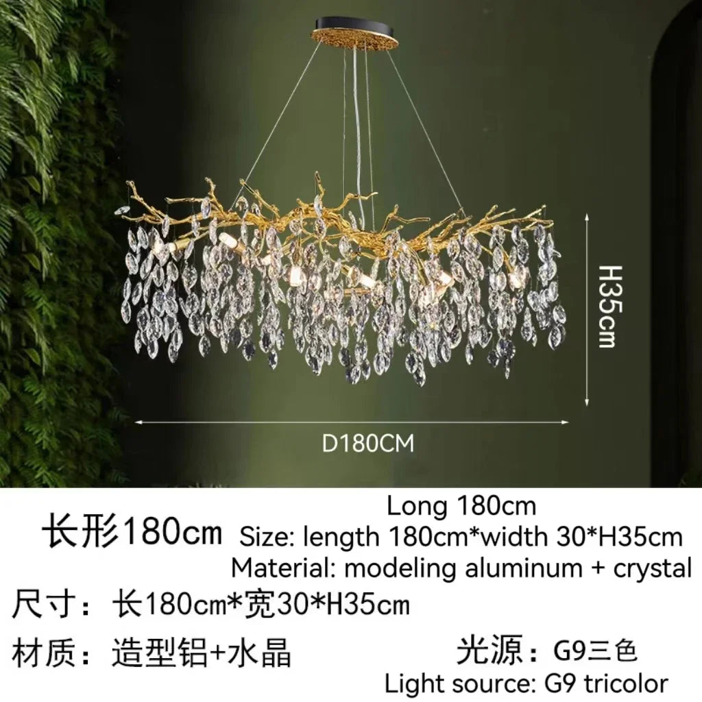 Decorbites™ Golden Crystal Tree Deckenleuchter, Luxuriöse Aluminium-Kunstarmatur