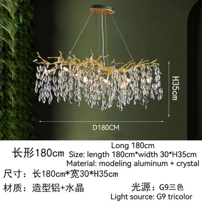 Decorbites™ Golden Crystal Tree Deckenleuchter, Luxuriöse Aluminium-Kunstarmatur