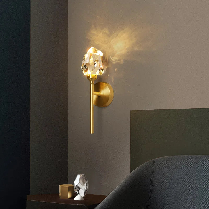 DecorBites™ Crystal Gold LED Wall Sconce for Bedroom Living Room Hotel Hallway