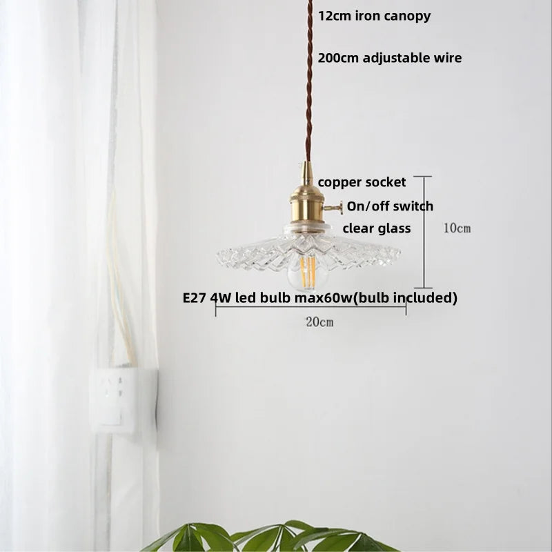 Decorbites™ Glas-Kupfer-LED-Hängeleuchte mit Drahtverstellung und Drehschalter