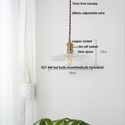 Decorbites™ Glas-Kupfer-LED-Hängeleuchte mit Drahtverstellung und Drehschalter
