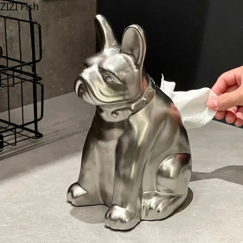 Decorbites™ Französische Bulldogge Keramik-Tissue-Box - Kreative Schreibtisch-Dekoration für Zuhause und Büro