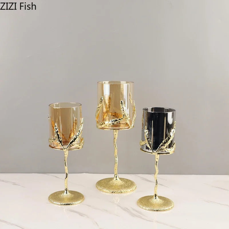 Decorbites™ Goldene Äste Kerzenhalter Metall Glas Kerzenständer Duftbehälter