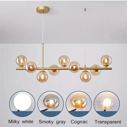 Decorbites™ Goldener Glasball-Lüster: Moderner nordischer LED-Hängeleuchter für die Hausdekoration