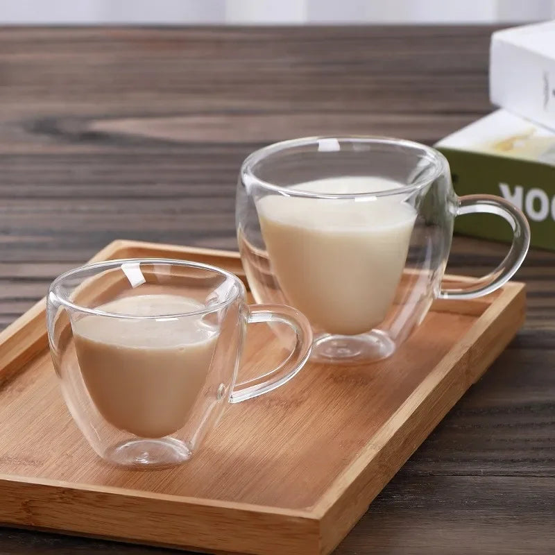 Decorbites™ Herzförmige Glas-Kaffeetasse - Doppeltbödige Glasbecher für Getränke